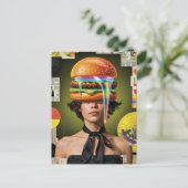 Carte Postale Collage Surreal Cheeseburger Femme (Debout devant)