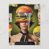 Carte Postale Collage Surreal Cheeseburger Femme (Devant)