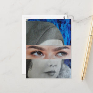 Carte Postale Collage surréaliste de visage amusant