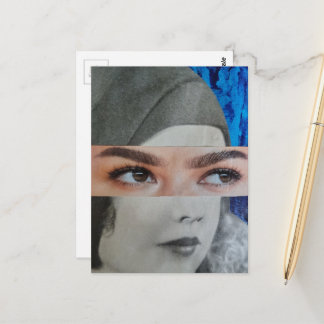 Carte Postale Collage surréaliste de visage amusant