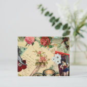Carte Postale Collage vintage avec Roses et Spectacles (Debout devant)