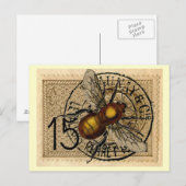 Carte Postale Collage vintage d'abeilles (Devant / Derrière)