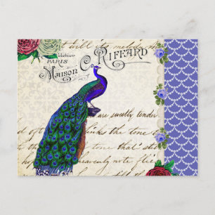 Carte Postale Collage vintage de la chanson Peacock
