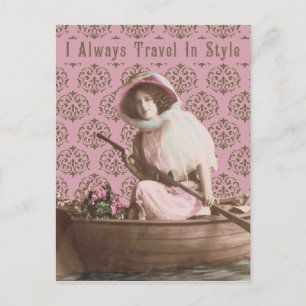 Carte Postale Collage Vintage "I Always Travel In Style"