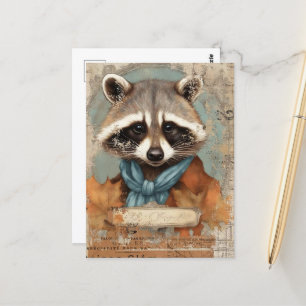Carte Postale Collage vintage Raccoon