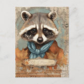 Carte Postale Collage vintage Raccoon (Devant)
