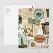 Carte postale collage Vintage voyage (Devant / Derrière)