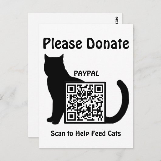 Carte Postale Collecte de fonds Abri animal Code QR Dons (Devant / Derrière)