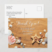 Carte Postale Collecte de fonds Merci, sable et coquilles de mer (Devant / Derrière)