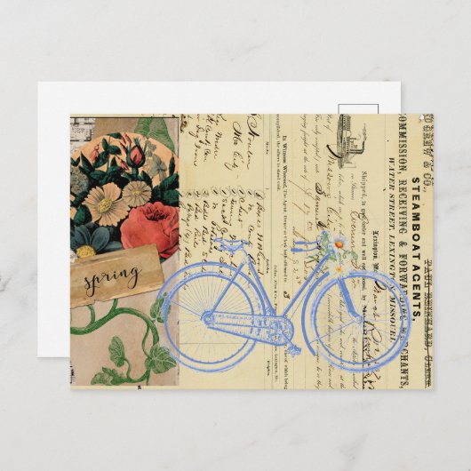 Carte postale Collecte de vélos Spring (Devant / Derrière)