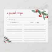 Carte Postale Collection agricole | Rustic Holiday Recette Card (Devant)