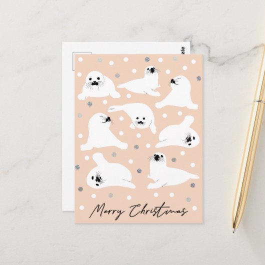 Carte Postale Collection d'animaux de l'Arctique - Phoques (Devant/Arrière en situation)