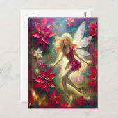 Carte Postale Collection de fées de Noël - Cheveux blond or pâle (Devant / Derrière)