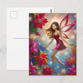 Carte Postale Collection de fées de Noël - Cheveux Brown rougeât (Devant / Derrière)