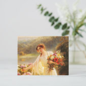 Carte Postale collection de fleurs, belle dame par Albert Lynch (Debout devant)