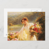 Carte Postale collection de fleurs, belle dame par Albert Lynch (Devant / Derrière)