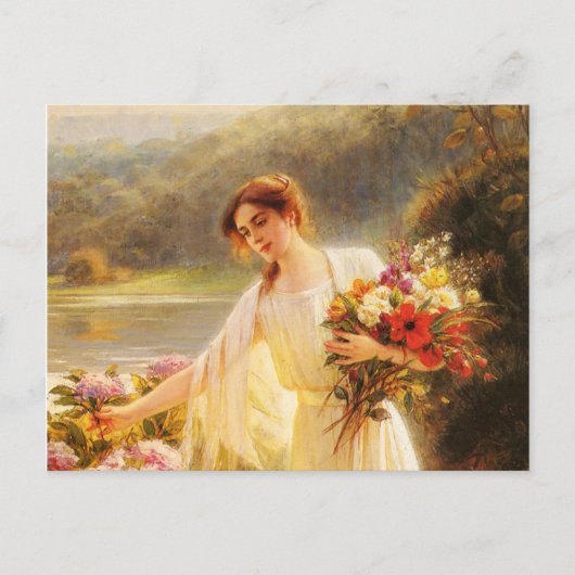 Carte Postale collection de fleurs, belle dame par Albert Lynch (Devant)