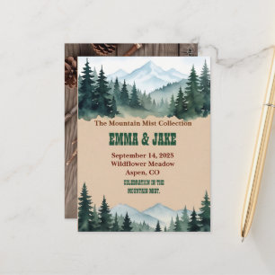Carte Postale Collection de mariage Rustique Kraft Forêt de Pins