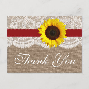 Carte Postale Collection de Mariages de tournesol rustique - Rou