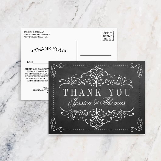 Carte Postale Collection de Mariages Ornate Chalkboard