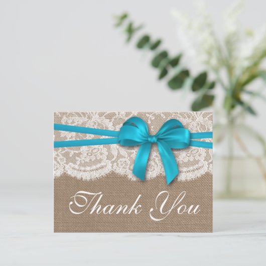 Carte Postale Collection de Mariages Rustic Blue Bow (Debout devant)