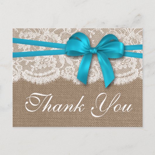 Carte Postale Collection de Mariages Rustic Blue Bow (Devant)