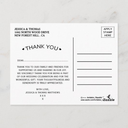 Carte Postale Collection de Mariages Rustique pourpre Bow (Dos)