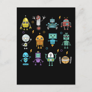 Carte Postale Collection de robots drôles de robotique