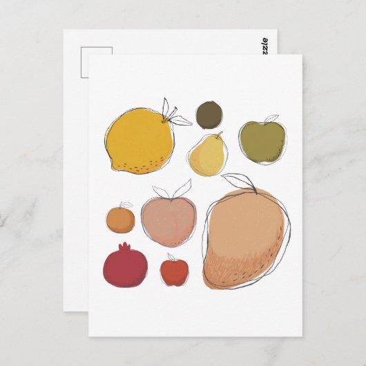 Carte Postale Collection mignonne de fruits d'art doodé (Devant / Derrière)