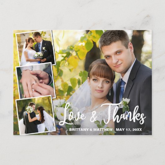 Carte Postale Collection moderne 4 Mariage photo Merci (Devant)