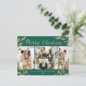 Carte Postale Collection photo Feuille d'or vert moderne Noël (Debout devant)