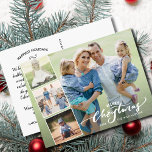 Carte Postale Collection photo moderne Joyeux Noël<br><div class="desc">Celebrate the season with this fun postcard featuring 4 of your photos and the hand lettered words "Merry Christmas" on the front and your custom note on the back. Or, if you'd like, delete the typed note on the back and handwrite each post-card individually. Add your address for easy mailing....</div>