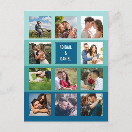 Carte Postale Collection photo Turquoise moderne en bleu Enregis (Devant)