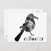 Carte Postale "Collector" Magpie - Sculpture objet trouvé (Devant / Derrière)