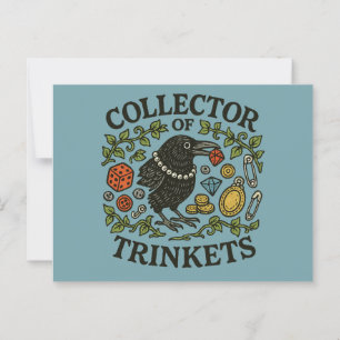 Carte Postale Collector of Trinkets Crow Illustration