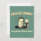 Carte Postale College Towns : 2 librairies 300 bars (Devant / Derrière)