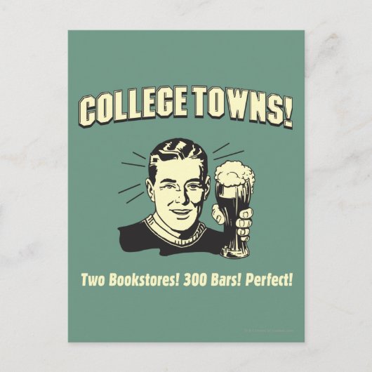 Carte Postale College Towns : 2 librairies 300 bars (Devant)