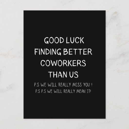 Carte Postale Collègue quittant Coworker Quitter Funny New Job (Devant)