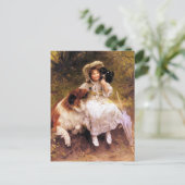 Carte postale : Collie Dog, Girl and Cat (Debout devant)