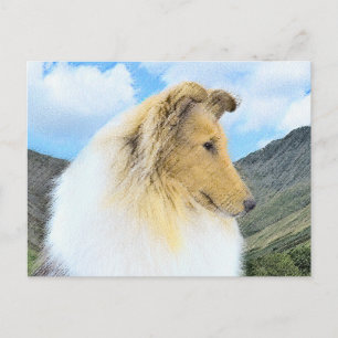 Carte Postale Collie en Montagne (Rough) Peinture - Chien Art