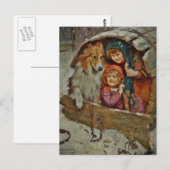 Carte Postale Collie et les enfants dans la niche (Devant / Derrière)