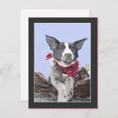 Carte Postale Collie Heeler Mix Dog Sketch Art Hello (Devant / Derrière)