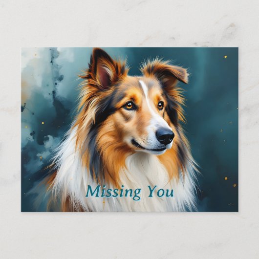 Carte Postale Collie Portrait Missing You (Devant)