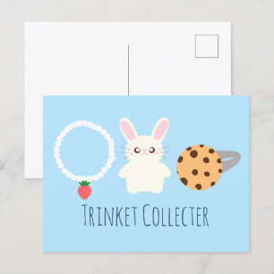 Carte Postale Collier De Fraise Mignonne, Lapin Et Anneau