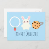 Carte Postale Collier De Fraise Mignonne, Lapin Et Anneau (Devant / Derrière)