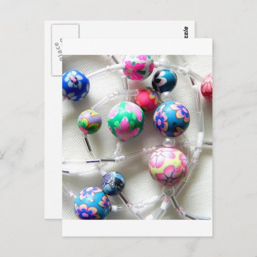 Carte Postale collier perlé multicolore (Devant / Derrière)