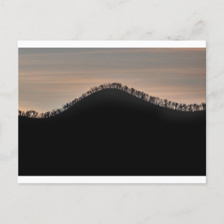 Carte Postale Colline avec arbres au coucher du soleil