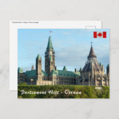 Carte Postale Colline du Parlement à Ottawa - Ontario, Canada (Devant / Derrière)