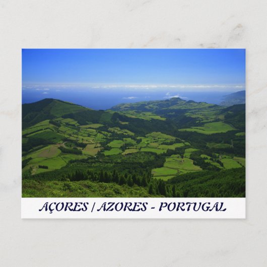 Carte Postale Collines vertes - Açores (Devant)