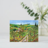 CARTE POSTALE COLLINES VERTES ET OLIVIERS DANS LE PAYSAGE TOSCAN (Debout devant)